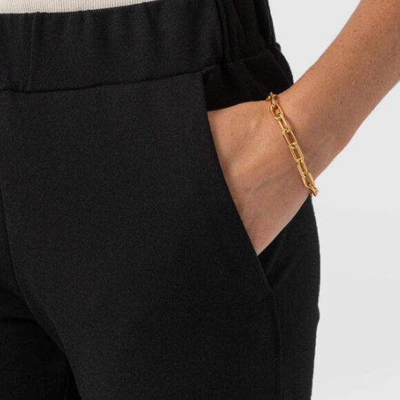 Saint + Sofia US 12 / 28" Inseam Finsbury Pant Black Easy Relaxed Tapered Leg - Picture 4 of 7